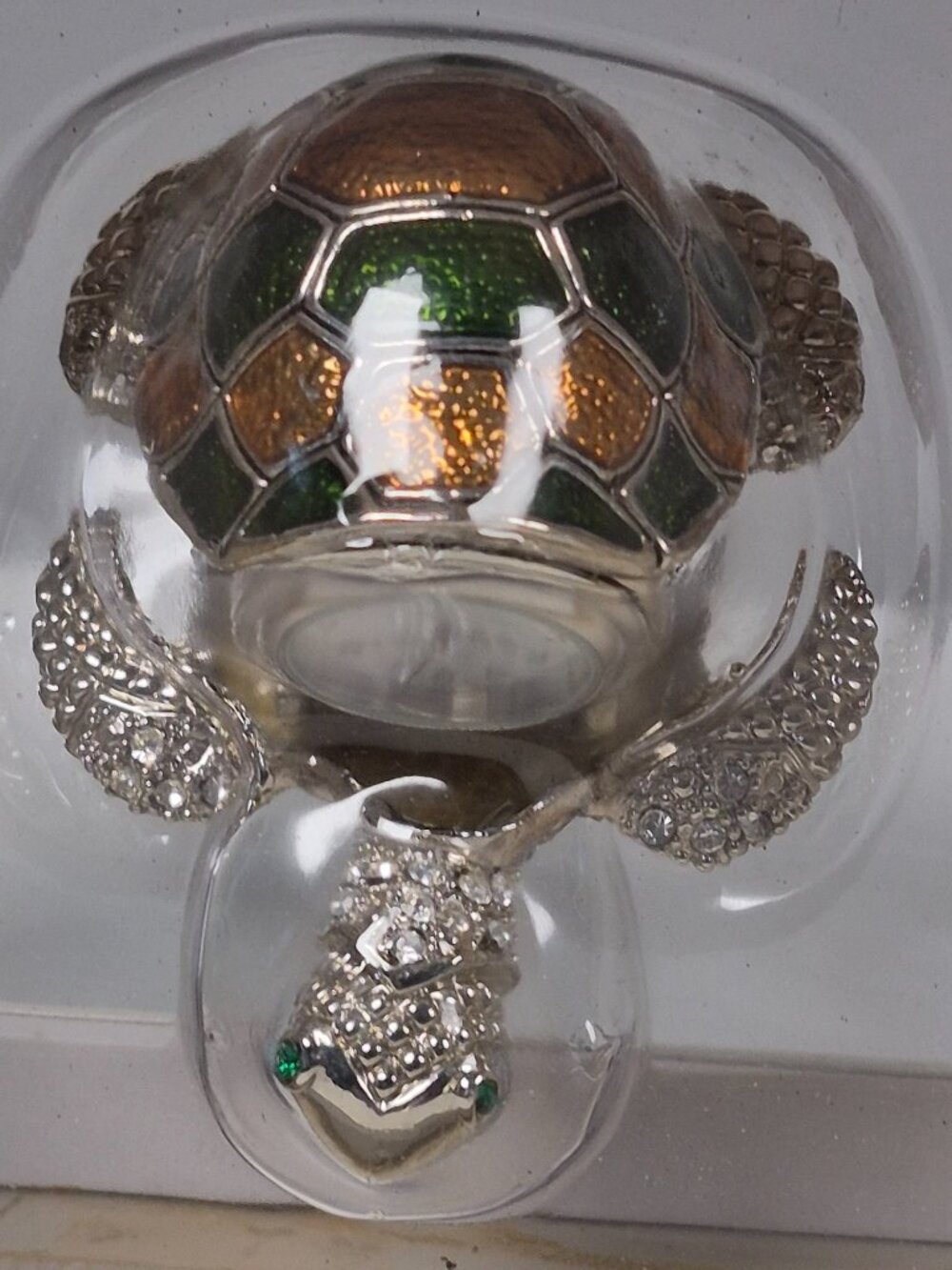 Vintage WATERBURY CLOCK CO by TIMEX Enamel and Rhinestone  Sea Turtle NIB